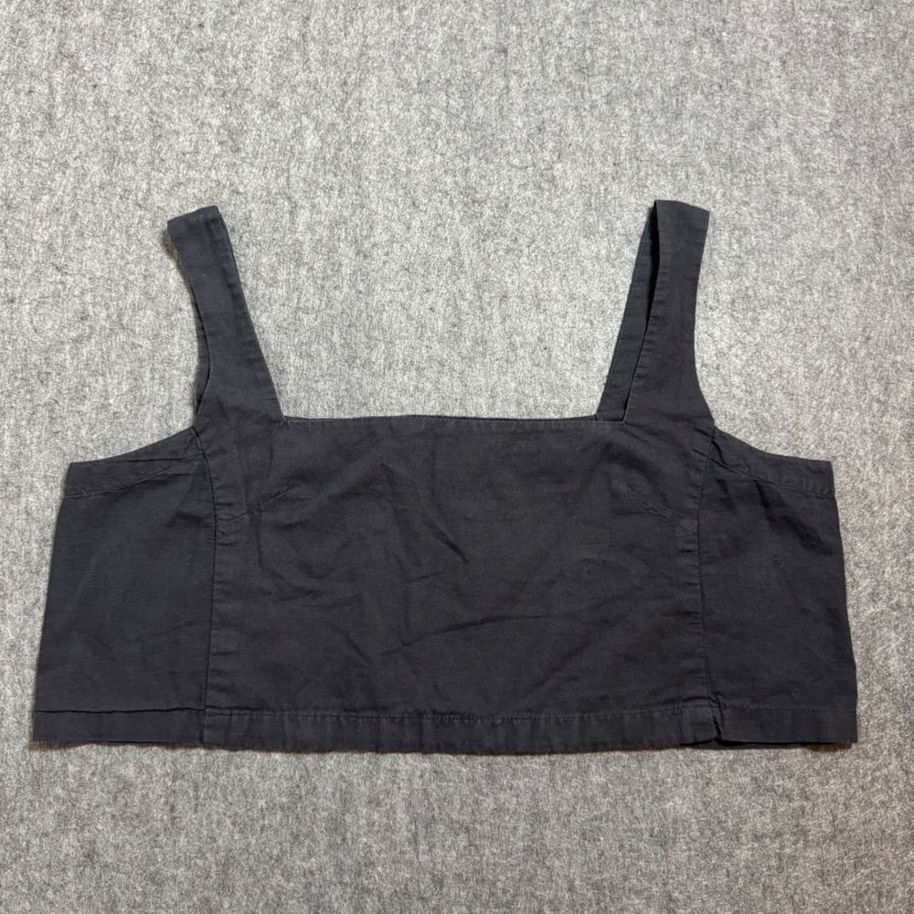 Porridge Clothing Anthropologie Linen Blend Oversized Square Neck Crop Top Large